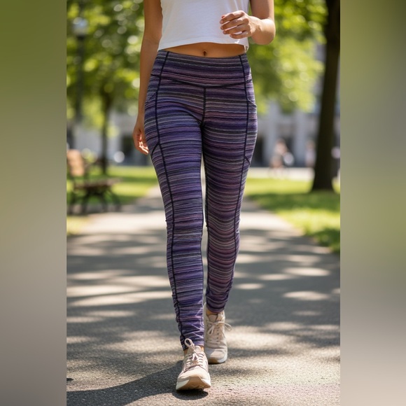 lululemon athletica Pants - Lululemon Athletica Purple Striped Leggings size 6 L27